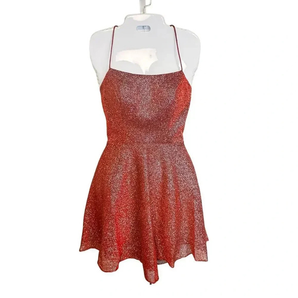 Rated PG by Prom Girl Sparkly Fit & Flare Mini Dress in Heartbeat Red Sz 2 NWT - Picture 1 of 11